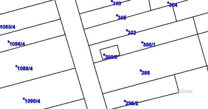 Parcela st. 300/2 v KÚ Žabčice, Katastrální mapa