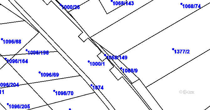 Parcela st. 1068/149 v KÚ Žabčice, Katastrální mapa