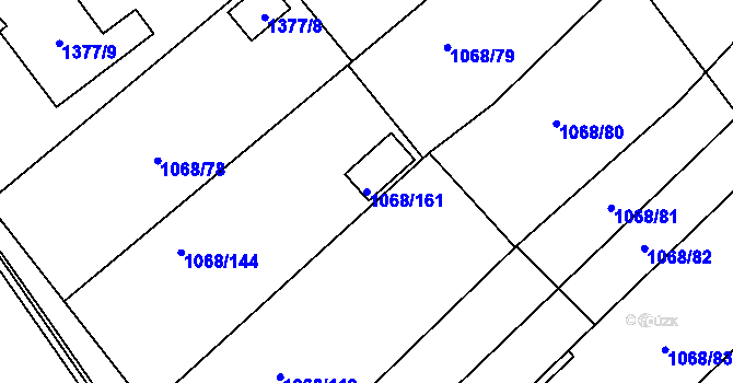 Parcela st. 1068/161 v KÚ Žabčice, Katastrální mapa