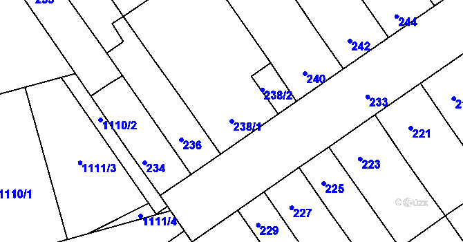 Parcela st. 238/1 v KÚ Žabčice, Katastrální mapa
