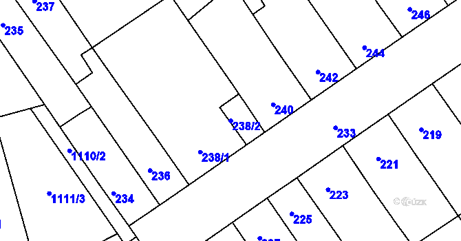 Parcela st. 238/2 v KÚ Žabčice, Katastrální mapa
