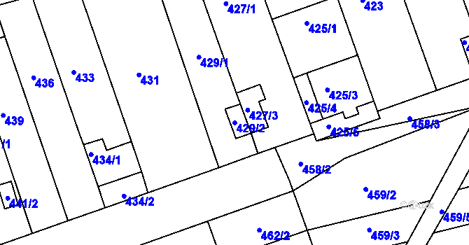 Parcela st. 429/2 v KÚ Žabčice, Katastrální mapa