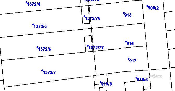 Parcela st. 1372/77 v KÚ Žabčice, Katastrální mapa