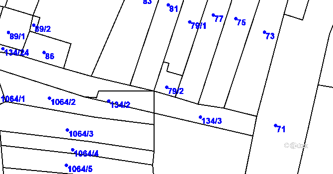 Parcela st. 79/2 v KÚ Žabčice, Katastrální mapa
