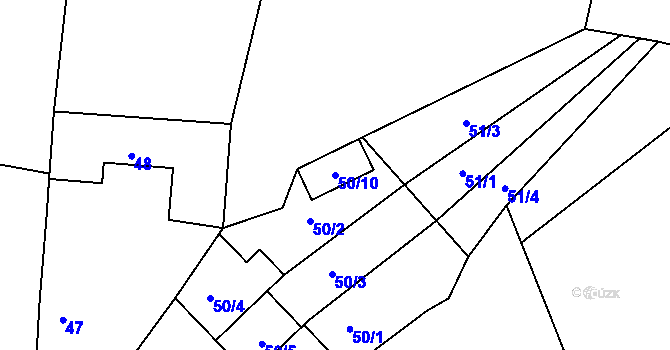 Parcela st. 50/10 v KÚ Žabčice, Katastrální mapa