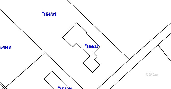 Parcela st. 154/47 v KÚ Žabeň, Katastrální mapa