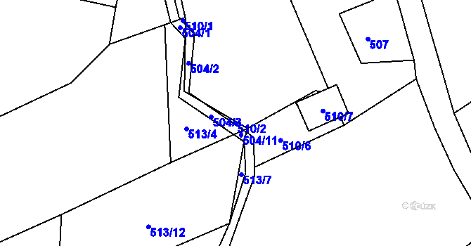 Parcela st. 510/2 v KÚ Žabeň, Katastrální mapa
