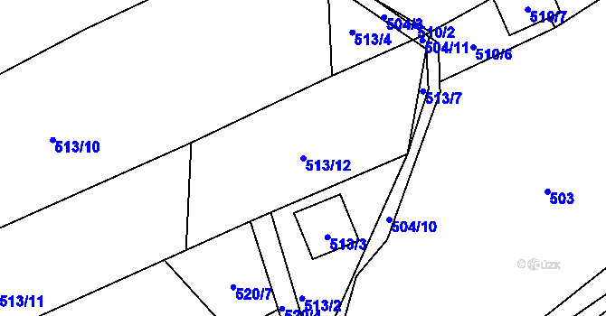 Parcela st. 513/12 v KÚ Žabeň, Katastrální mapa
