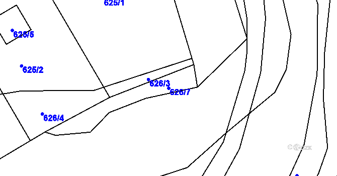 Parcela st. 626/7 v KÚ Žabeň, Katastrální mapa