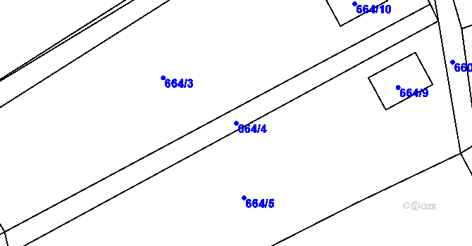 Parcela st. 664/4 v KÚ Žabeň, Katastrální mapa