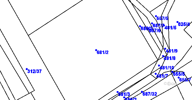 Parcela st. 681/2 v KÚ Žabeň, Katastrální mapa