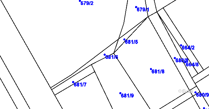 Parcela st. 681/6 v KÚ Žabeň, Katastrální mapa