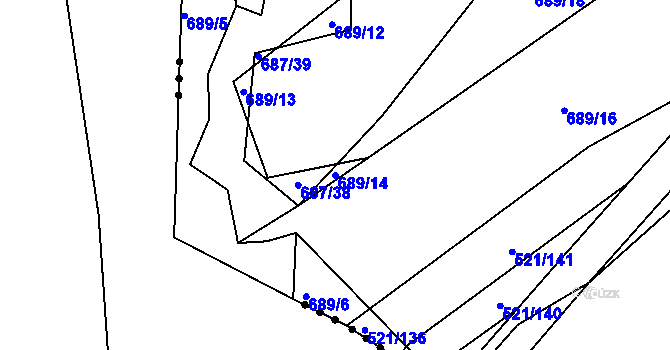 Parcela st. 689/14 v KÚ Žabeň, Katastrální mapa