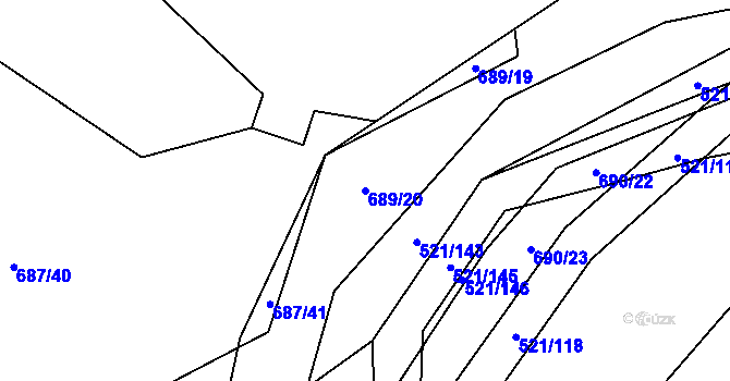 Parcela st. 689/20 v KÚ Žabeň, Katastrální mapa