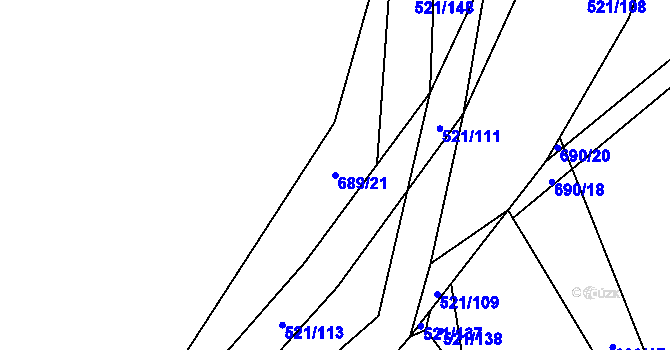 Parcela st. 689/21 v KÚ Žabeň, Katastrální mapa