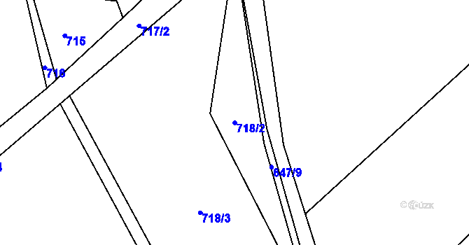 Parcela st. 718/2 v KÚ Žabeň, Katastrální mapa