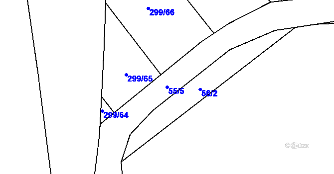 Parcela st. 55/5 v KÚ Žabeň, Katastrální mapa