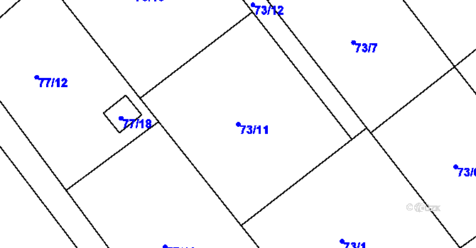 Parcela st. 73/11 v KÚ Žabeň, Katastrální mapa