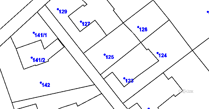 Parcela st. 125 v KÚ Žabeň, Katastrální mapa