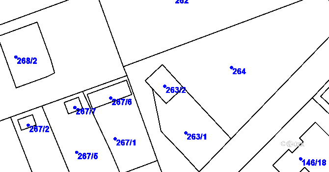 Parcela st. 263/2 v KÚ Žabeň, Katastrální mapa