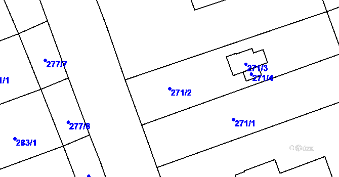 Parcela st. 271/2 v KÚ Žabeň, Katastrální mapa