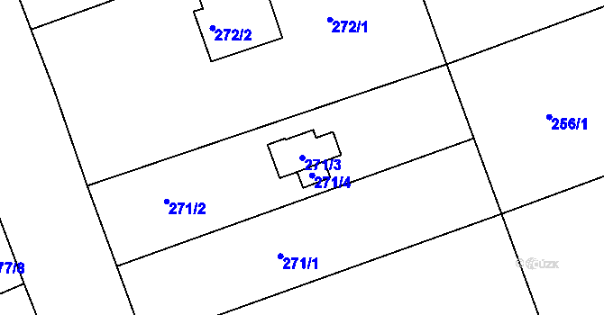 Parcela st. 271/3 v KÚ Žabeň, Katastrální mapa