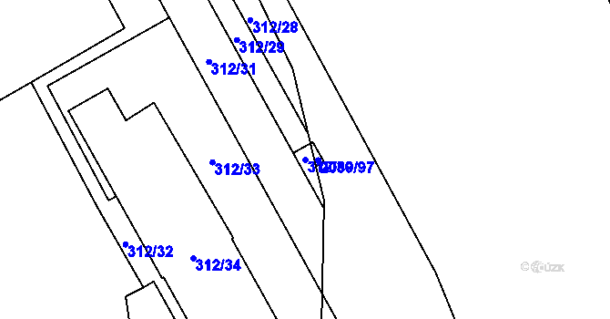 Parcela st. 312/30 v KÚ Žabeň, Katastrální mapa
