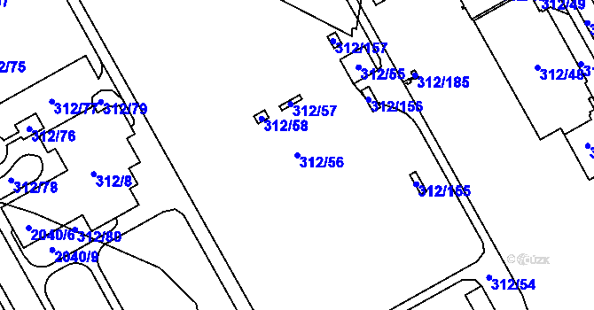 Parcela st. 312/56 v KÚ Žabeň, Katastrální mapa