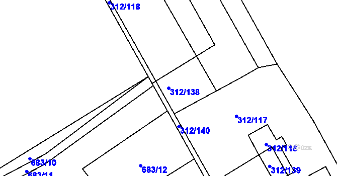 Parcela st. 312/138 v KÚ Žabeň, Katastrální mapa