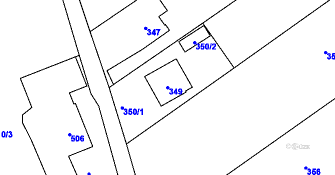 Parcela st. 349 v KÚ Žabeň, Katastrální mapa