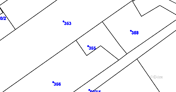 Parcela st. 355 v KÚ Žabeň, Katastrální mapa