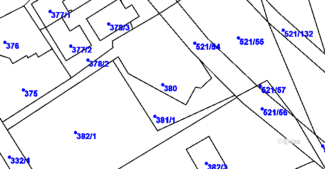 Parcela st. 380 v KÚ Žabeň, Katastrální mapa