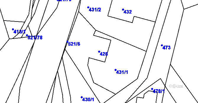 Parcela st. 428 v KÚ Žabeň, Katastrální mapa
