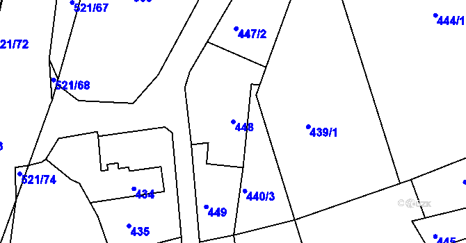 Parcela st. 448 v KÚ Žabeň, Katastrální mapa