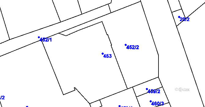 Parcela st. 453 v KÚ Žabeň, Katastrální mapa