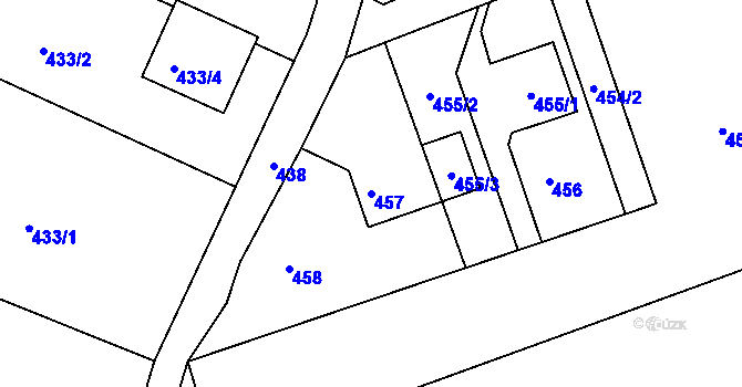 Parcela st. 457 v KÚ Žabeň, Katastrální mapa