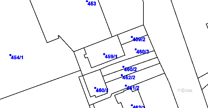 Parcela st. 459/1 v KÚ Žabeň, Katastrální mapa