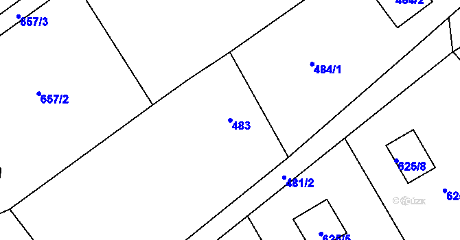 Parcela st. 483 v KÚ Žabeň, Katastrální mapa