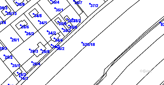 Parcela st. 526/18 v KÚ Žabeň, Katastrální mapa