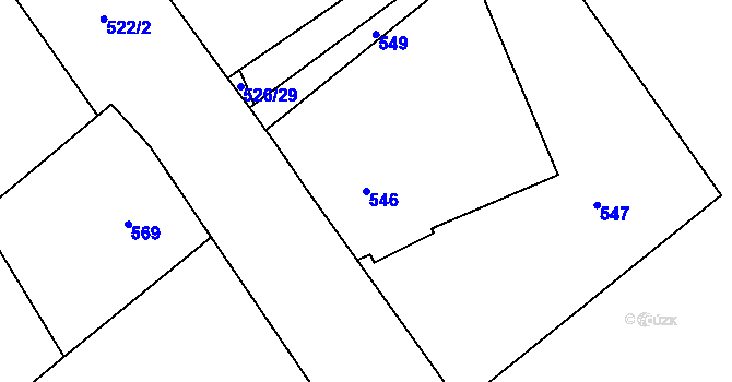 Parcela st. 546 v KÚ Žabeň, Katastrální mapa