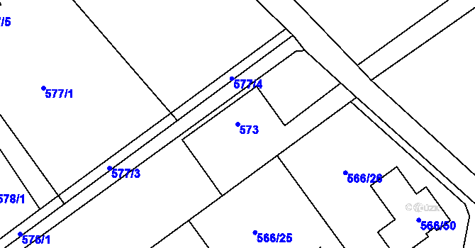 Parcela st. 573 v KÚ Žabeň, Katastrální mapa