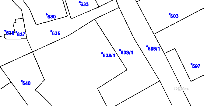 Parcela st. 638/1 v KÚ Žabeň, Katastrální mapa