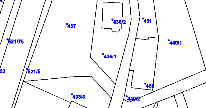 Parcela st. 436/1 v KÚ Žabeň, Katastrální mapa