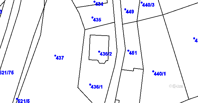 Parcela st. 436/2 v KÚ Žabeň, Katastrální mapa
