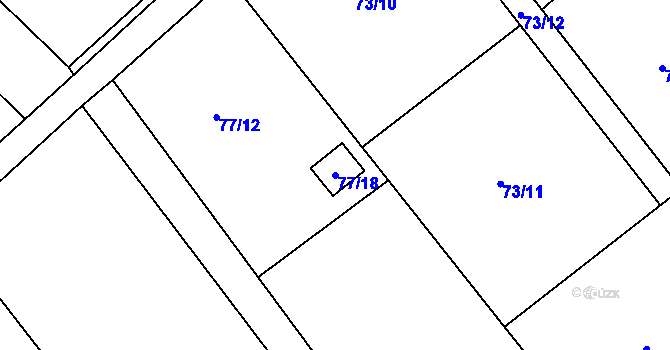 Parcela st. 77/18 v KÚ Žabeň, Katastrální mapa