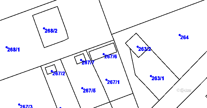 Parcela st. 267/6 v KÚ Žabeň, Katastrální mapa