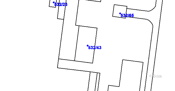 Parcela st. 532/43 v KÚ Žabeň, Katastrální mapa