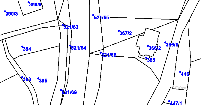 Parcela st. 521/66 v KÚ Žabeň, Katastrální mapa