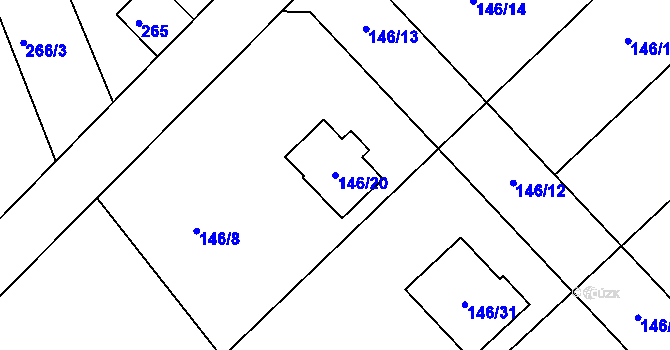 Parcela st. 146/20 v KÚ Žabeň, Katastrální mapa