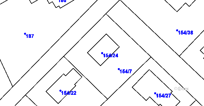 Parcela st. 154/24 v KÚ Žabeň, Katastrální mapa